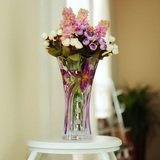 包免邮 彩色水晶花瓶玻璃花瓶 富贵竹百合花器花插 餐桌客厅摆件