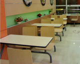 现代简约快餐桌椅组合员工食堂连体餐桌椅肯德基6人位可定制批发