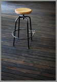 北欧复古升降咖啡酒吧椅 皮革实木前台工作会议吧台椅 休闲高脚椅