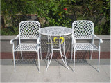 铁艺桌椅户外咖啡厅圆桌椅白色组合拆装折叠欧式花园阳台桌椅