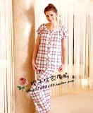 FLOSSY/弗劳思夏季女款梭织格子短袖睡衣B511118清仓价格不议价