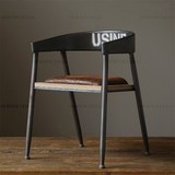 美式做旧铁艺电脑椅 复古实木餐椅休闲办公椅职员椅 咖啡椅沙发椅