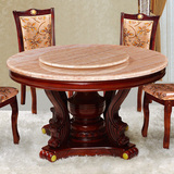 厂家直销大理石餐桌圆桌圆形欧式实木大理石圆餐桌椅组合6人餐台