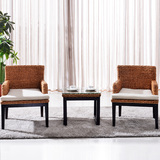 扶手藤椅沙发休闲椅子茶几三件套组合藤编沙发带坐垫单人藤椅子
