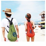 韩版情侣沙滩包网眼双肩包收纳包 背包旅行包游泳专用包束口袋