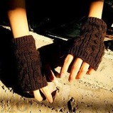 韩版冬季冬天新年半指麻花露指男女通用毛线保暖针织情侣手套