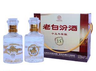 杏花村 清香型汾酒15年陈酿45度晶质老白汾225ml双瓶装 特价包邮