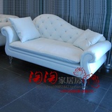 白色简约欧式地中海双人客厅组合美式皮艺布艺小户型贵妃椅沙发