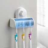 双庆浴室创意牙刷架吸壁式 可拆洗壁挂卫生间五位牙刷架子牙刷盒