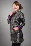 复古2015米尼也唐装真丝绸中长外套女式新款风衣女士大码上衣促销
