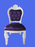 宁津鸿信家居桌子椅子欧式田园象牙白实木软包紫绒布HX026-2