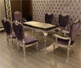 时尚特价 新古典餐桌 后现代实木雕花长形桌子 欧式酒店家具 银箔