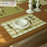 LIKE品质居家必备双层防水餐垫桌垫餐桌布艺色织#9草绿zakka日式