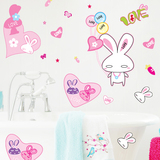 粉红兔子随心贴DIY贴diy冰箱家具白墙瓷砖贴 可移除卡通墙贴