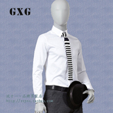 GXG2014春季代购新款男士全棉丝光修身纯白色长袖衬衫33103607