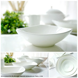 唐山纯白无铅骨瓷三角大汤碗 面碗瓷碗米饭碗沙拉碗 日式创意餐具