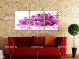 紫色玫瑰花卉 壁画挂画墙画水晶画配电箱装饰画 无框画客厅三联画