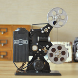 复古铁皮老式电影放映机模型摄影道具美式乡村客厅桌面工艺品摆件
