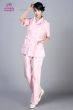 圆西服领分体护士套装夏装短款短袖白大褂医院美容院服白蓝粉红色