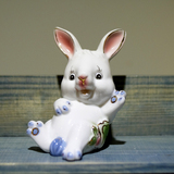 小额批发十二生肖工艺饰品蓝彩色陶瓷小兔C桌面小摆件创意小礼品