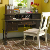 极致家具 定做定制实木组装原木做旧橡木隔板书架美式乡村书桌