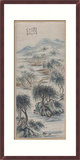 中式山水国画客厅有框画 水墨宣纸仿古代壁画 客厅风景装饰画挂画