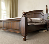 美欧式环保美式家具 美式乡村1.5-1.8M双人全实木婚床
