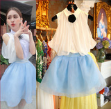 夏装新款雪纺衬衫女装韩国代购印花连衣裙子复古两件套装半身长裙