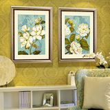 田园风格客厅装饰画简欧式美式奢华书房卧室床头墙挂壁画花植物画
