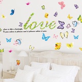 优创之家 创意客厅电视墙装饰卧室浪漫温馨墙贴画 爱心蝴蝶墙贴纸