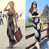 韩国欧时力代购公司Ocnltiy夏季女装波西米亚沙滩吊带连衣裙 长裙