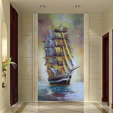 3d大型无纺布墙纸防水壁纸壁画客厅电视墙卧室书房北欧式油画帆船
