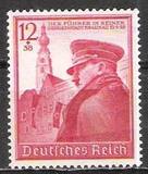德国1939年纳粹希特勒生日邮票新1全雕刻版背贴