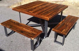 美式乡村复古风格餐桌椅 仿古工业户外桌椅 工作台茶几 咖啡厅桌