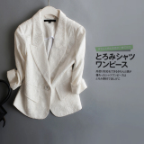 日本订单16春款蕾丝短款修身时尚收腰中袖西服一粒扣小西装外套女