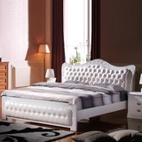 全实木床欧式床1.8米1.5米双人床高箱床 橡木床床烤漆床婚床