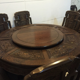 全实木仿古鸡翅木红木餐桌椅圆桌1.2米1.38米1.58米1.6米1.8米2米