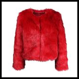 2014新款 大红色加厚长貂毛皮草外套 欧美风高端短款长袖皮草大衣