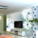 现代简约客厅电视背景墙壁纸 3D立体温馨卧室墙纸大型壁画 白莲花