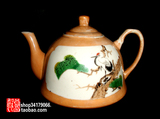 【工艺美术陶瓷】五十年代开窗手绘松鹤延年小茶壶