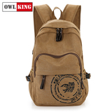 Owl King韩潮双肩包男背包帆布包休闲包女书包旅行包电脑包个性包