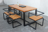 美式复古实木铁艺餐桌椅酒吧咖啡桌吃饭桌会议长桌办公桌洽谈桌子