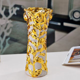欧式创意金色简约陶罐陶瓷器落地大花瓶插花客厅家居软装饰品摆件
