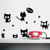 包邮可爱卡通猫墙贴 卧室客厅餐厅柜子冰箱装饰贴纸 可移除创意贴