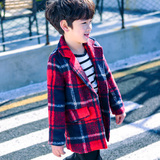 多多家童装男童毛呢子大衣外套冬季2015新款中长款大儿童韩版同款