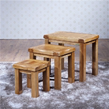 特价纯实木欧式换鞋凳原木白橡木方凳复古小茶几木桌床尾凳套三凳