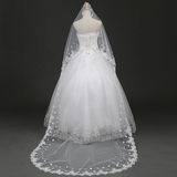 新娘头纱超长 3米5米10米拖尾韩式花朵结婚纱礼服配件白色新款