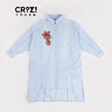 CRZ潮牌微糖2016专柜新品七分袖中长款女休闲牛仔衬衫CDJ2H071