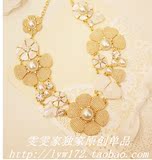 Qearl 出口日韩欧美外贸大牌气质名媛天然贝壳珍珠花朵女士项链