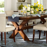 实木餐桌椅组合4人6人长方形原木餐桌会议桌复古饭桌美式乡村长桌